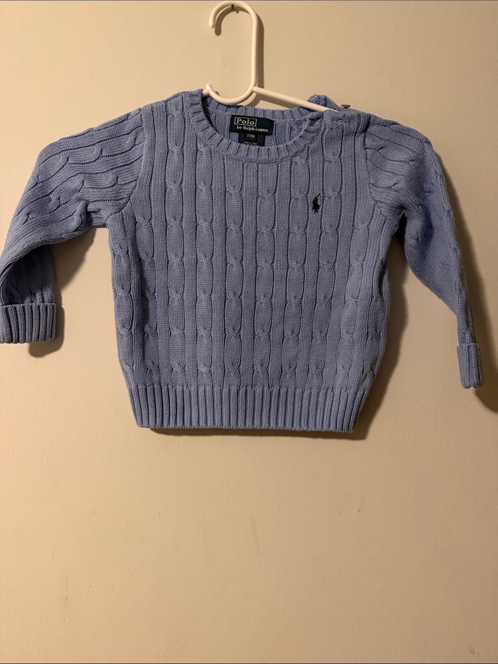 Polo by Ralph Lauren Light Blue Cable Knit Crewneck Sweater